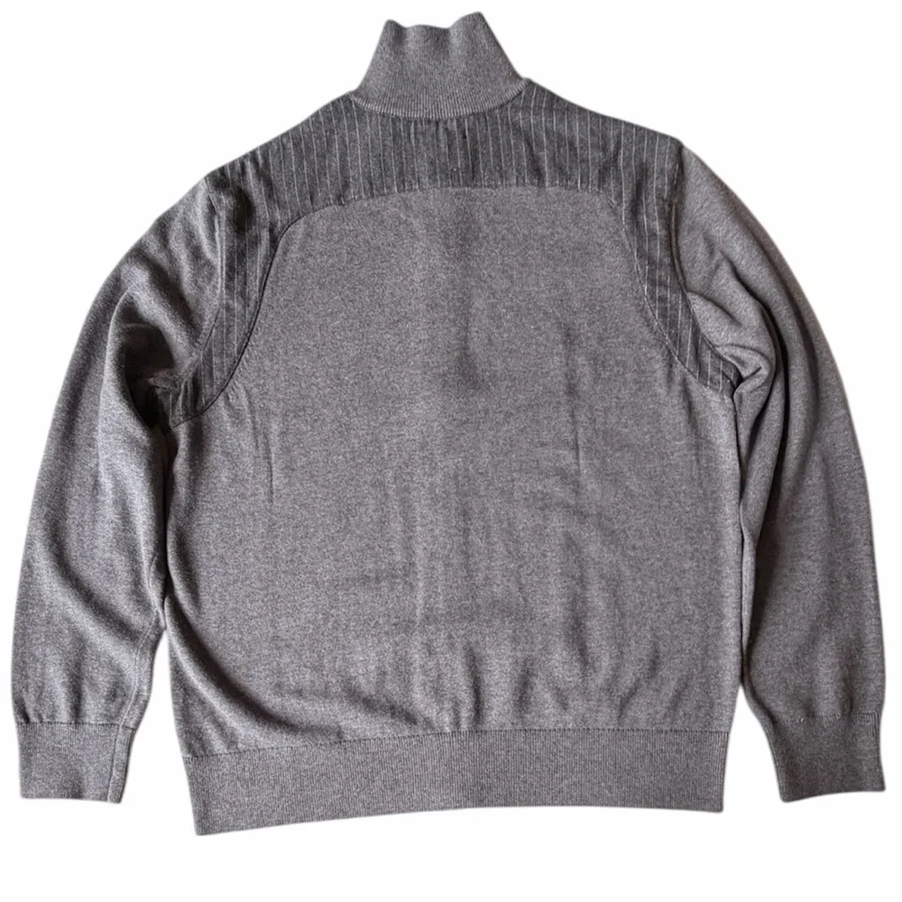 Banana Republic Gray Front Zip Sweater Wool Flannel Trim, size XL